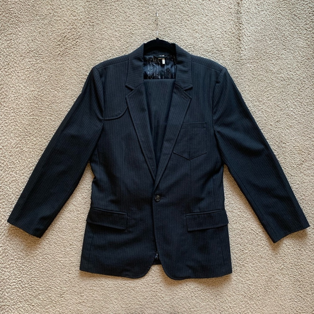 Juicy Couture Men’s black pinstripe suit